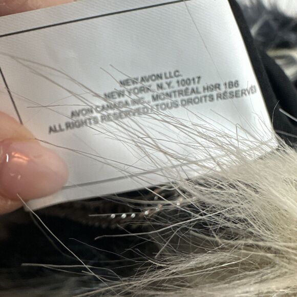 Mark  Avon Black Off White Faux Fur Tote Bag  Silver Chain Strap Handbag - Picture 7 of 9